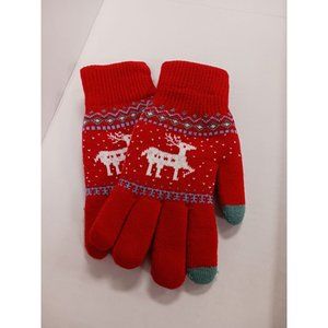 Xingfan Women's Winter Knit Gloves Knit Lining Elastic Cuff Texting Reindeer NEW